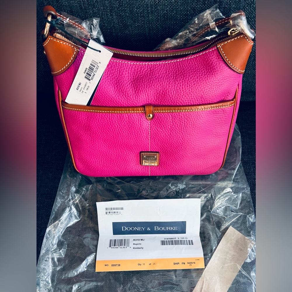 Dooney & Bourke Fuchsia and Tan Shoulder Bag